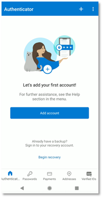 Figure 34: Microsoft Authenticator for Android Add Account
