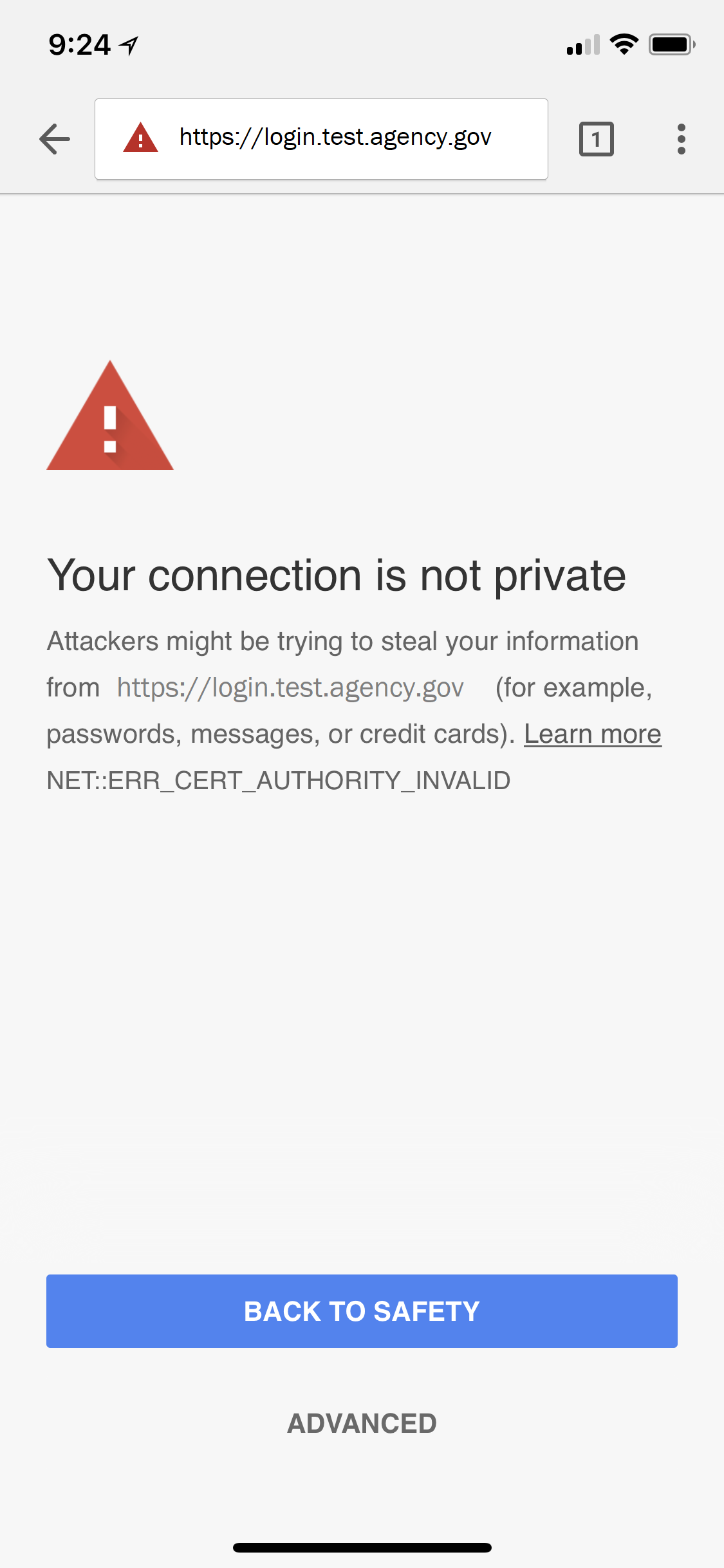 An image showing ios chrome untrusted ssl