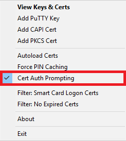 Enable Cert Auth Prompting.