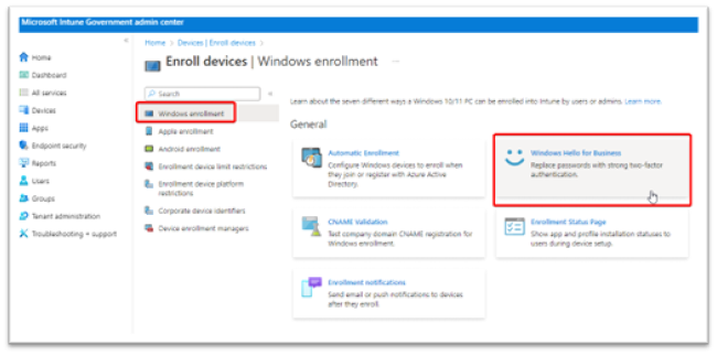 Figure 3: Intune Windows Enrollment Page