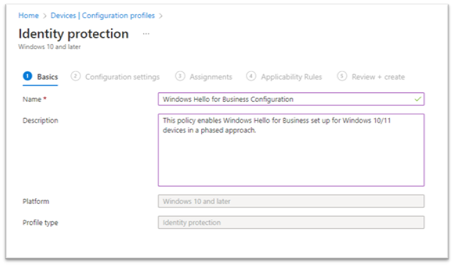 Figure 8: Windows Device Configuration Profile Name and Description