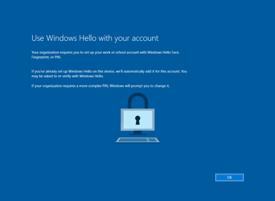 Figure 15: Windows Hello Setup Prompt