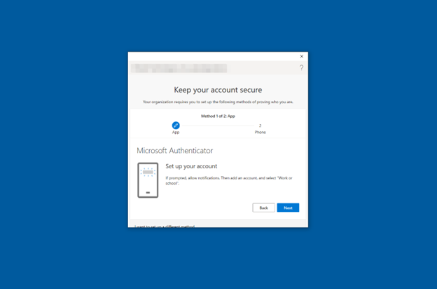 Figure 21: Windows and Microsoft Authenticator SetupFigure 21: Windows and Microsoft Authenticator Setup