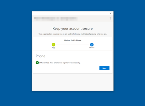 Figure 45: Multi-Factor Authentication SMS Complete