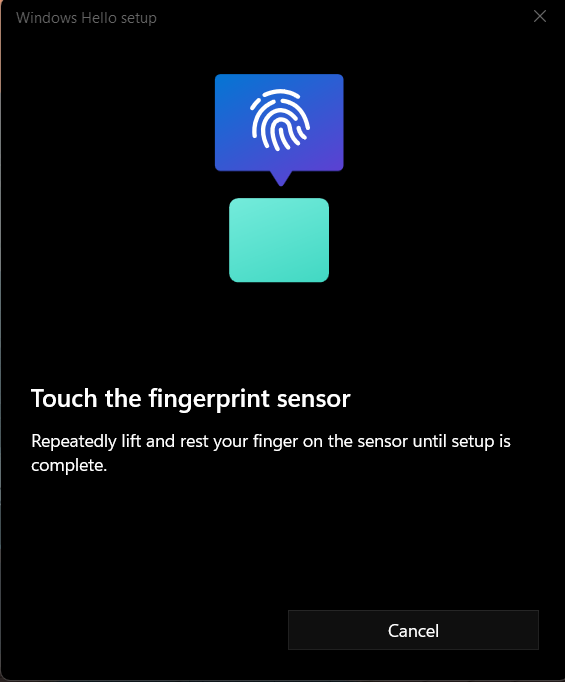 Figure 50: Windows Hello for Business Fingerprint Setup