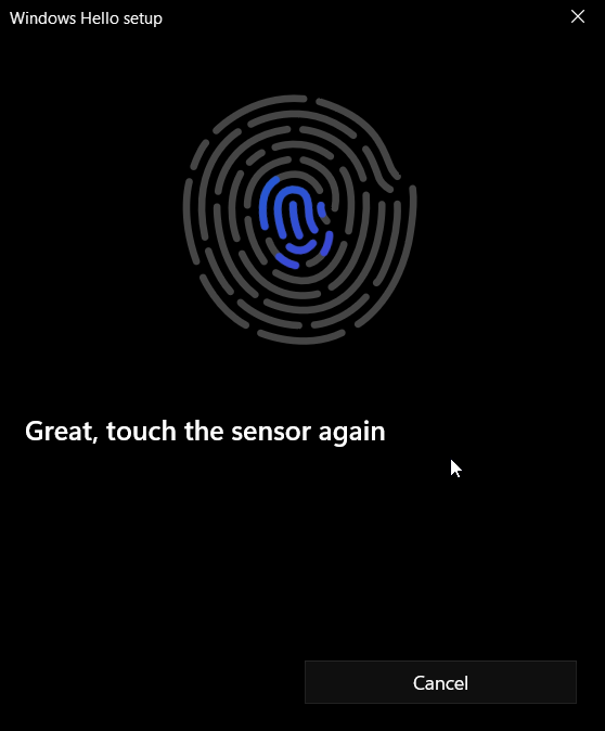 Figure 51: Windows Hello for Business Fingerprint Scan 1