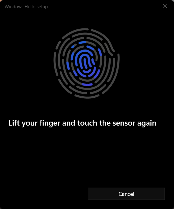 Figure 52: Windows Hello for Business Fingerprint Scan 2