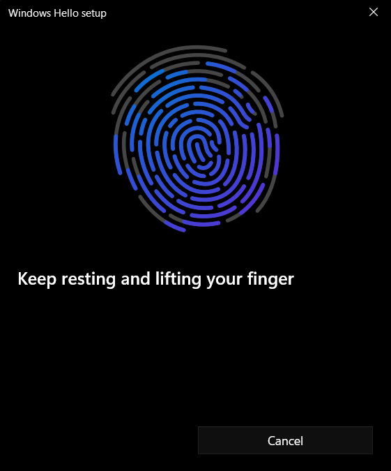 Figure 53: Windows Hello for Business Fingerprint Scan 3